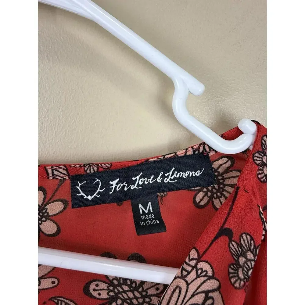 For Love & Lemons Boho Red Floral Pia romper size‎ M Boho Free - Picture 9 of 11